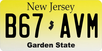 NJ license plate B67AVM
