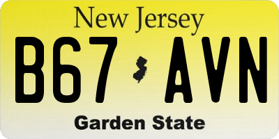 NJ license plate B67AVN