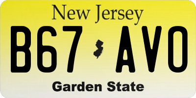 NJ license plate B67AVO