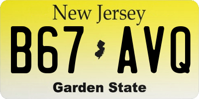 NJ license plate B67AVQ