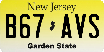 NJ license plate B67AVS