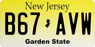 NJ license plate B67AVW