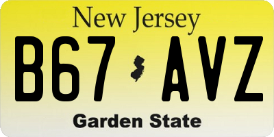 NJ license plate B67AVZ