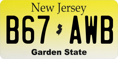 NJ license plate B67AWB