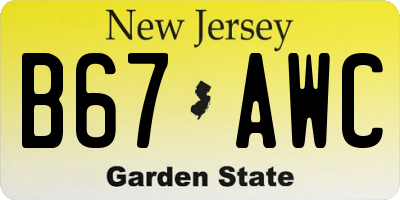 NJ license plate B67AWC