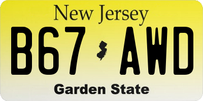 NJ license plate B67AWD