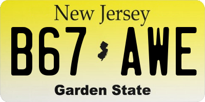 NJ license plate B67AWE