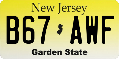 NJ license plate B67AWF