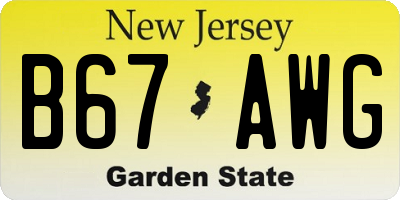 NJ license plate B67AWG