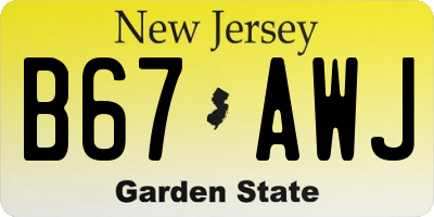 NJ license plate B67AWJ