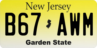 NJ license plate B67AWM
