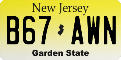 NJ license plate B67AWN