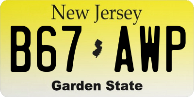 NJ license plate B67AWP