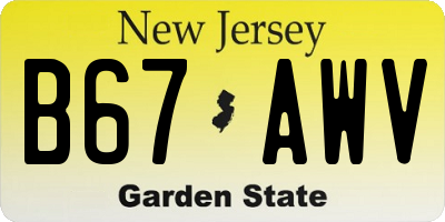 NJ license plate B67AWV