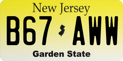 NJ license plate B67AWW