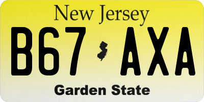 NJ license plate B67AXA