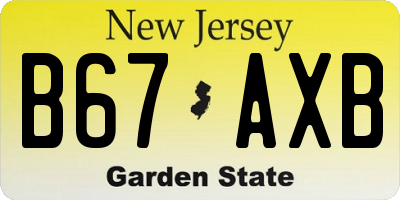 NJ license plate B67AXB