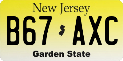 NJ license plate B67AXC