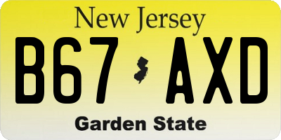 NJ license plate B67AXD