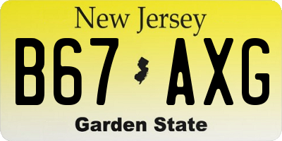 NJ license plate B67AXG