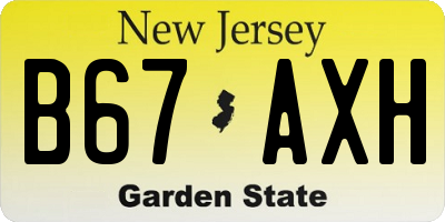 NJ license plate B67AXH