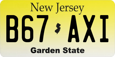 NJ license plate B67AXI