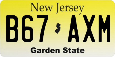 NJ license plate B67AXM