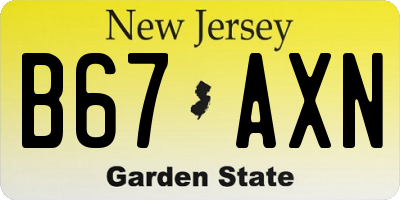 NJ license plate B67AXN