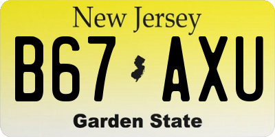 NJ license plate B67AXU