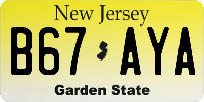 NJ license plate B67AYA