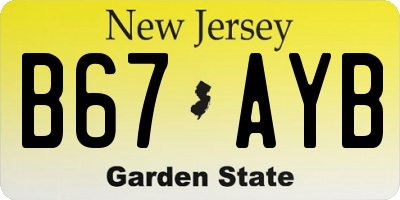 NJ license plate B67AYB