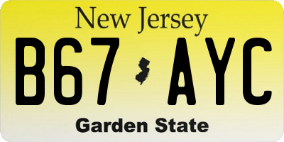 NJ license plate B67AYC