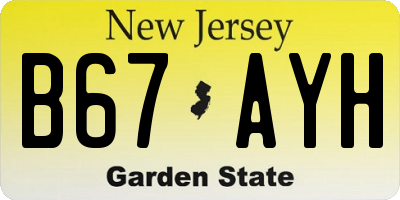 NJ license plate B67AYH
