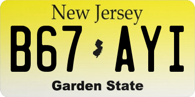 NJ license plate B67AYI