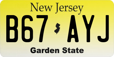 NJ license plate B67AYJ