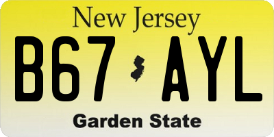 NJ license plate B67AYL