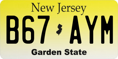 NJ license plate B67AYM