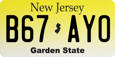 NJ license plate B67AYO