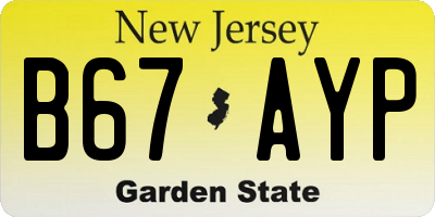 NJ license plate B67AYP