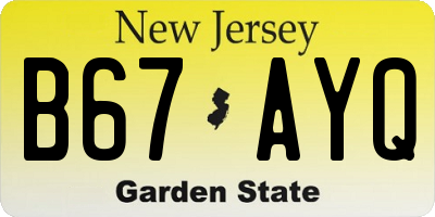 NJ license plate B67AYQ