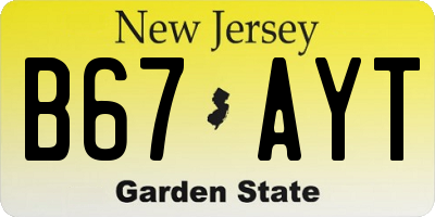 NJ license plate B67AYT