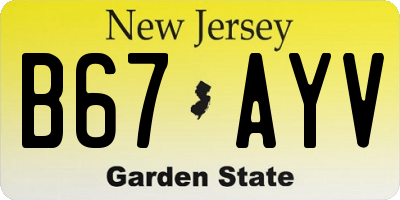 NJ license plate B67AYV