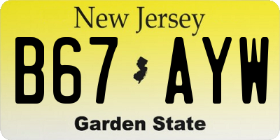 NJ license plate B67AYW