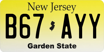 NJ license plate B67AYY