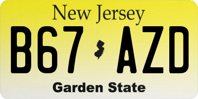 NJ license plate B67AZD