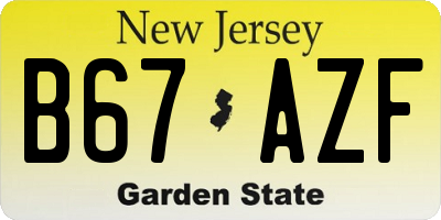 NJ license plate B67AZF