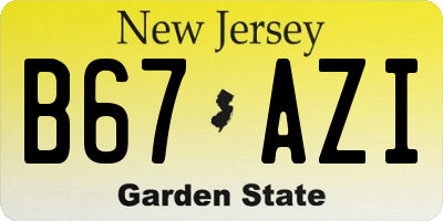 NJ license plate B67AZI