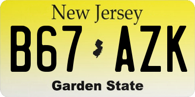 NJ license plate B67AZK