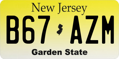 NJ license plate B67AZM