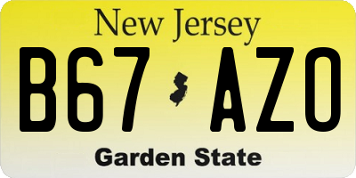 NJ license plate B67AZO